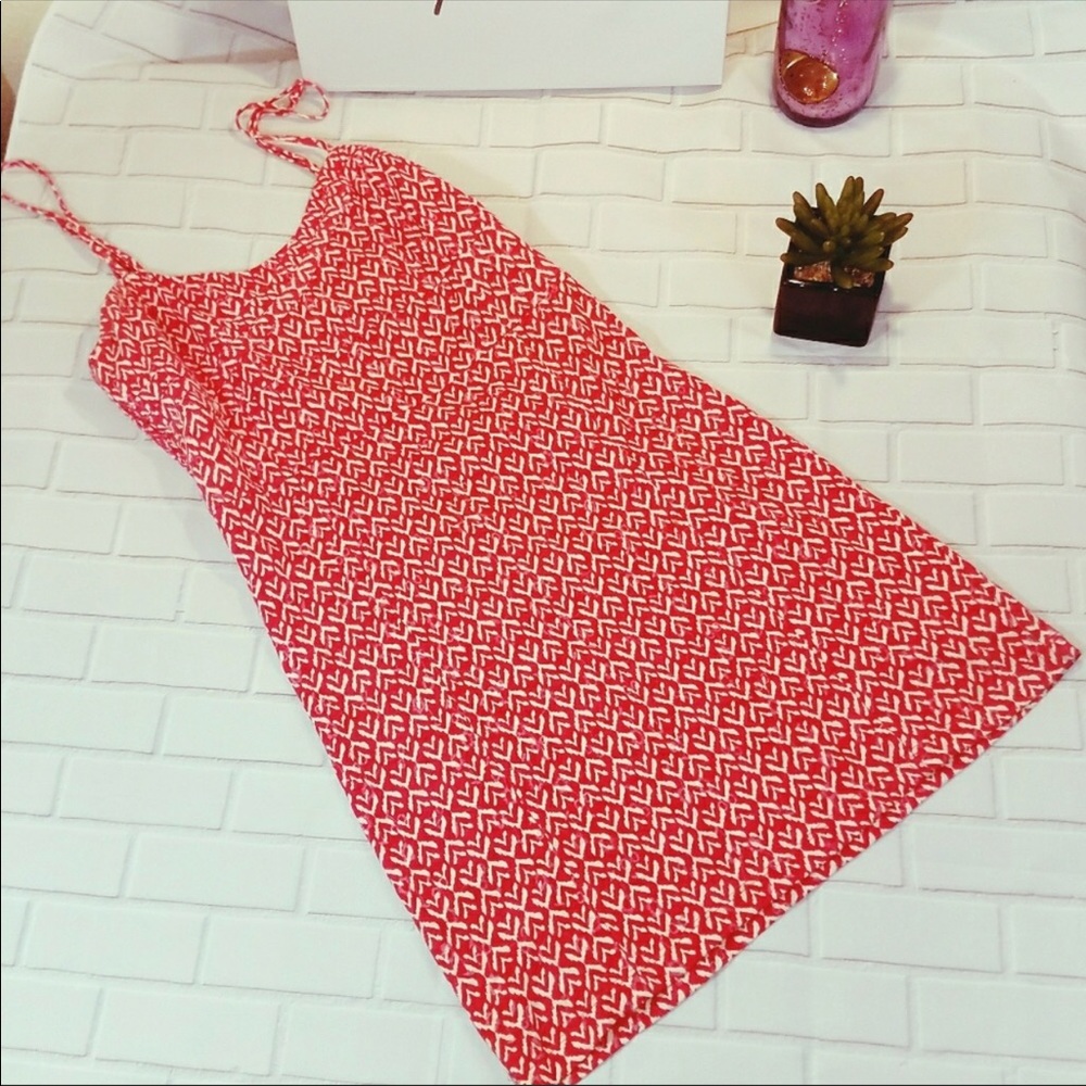 Free People Red and White Eyelet Body-con Dress